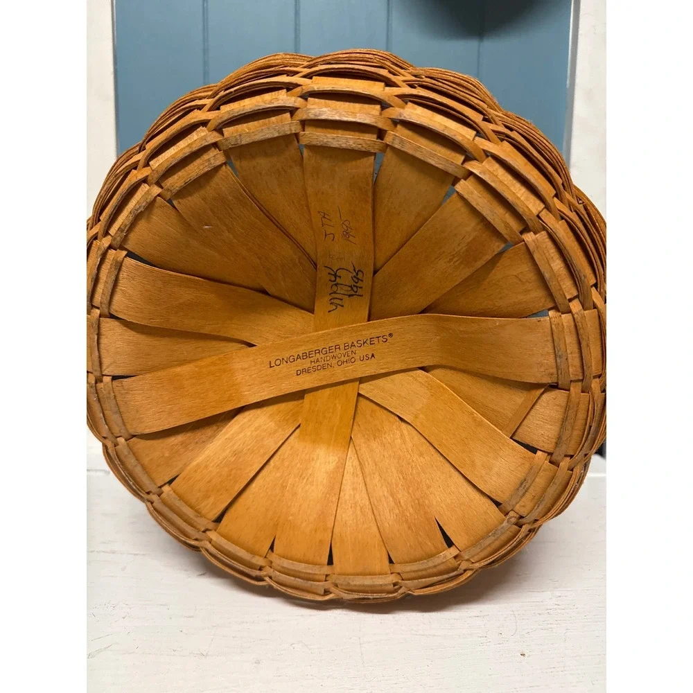 Large‎ Longaberger Baskets Handwoven Hostess Leather Handles Vintage 1995